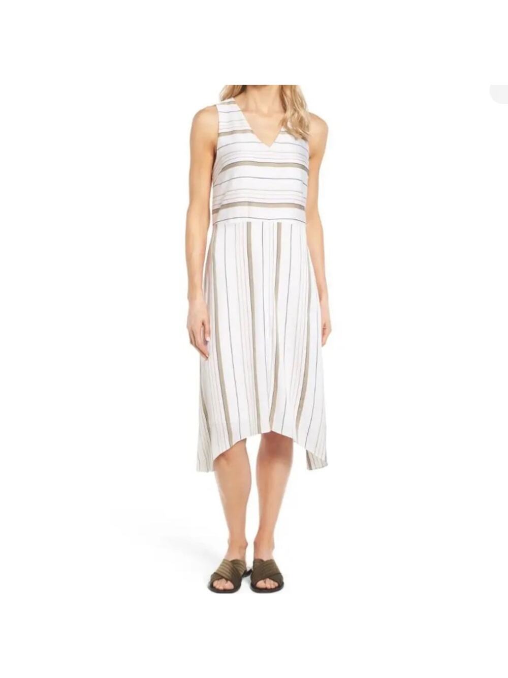 Nordstrom Signature Sleeveless Stripe Stretch Silk Dress 4